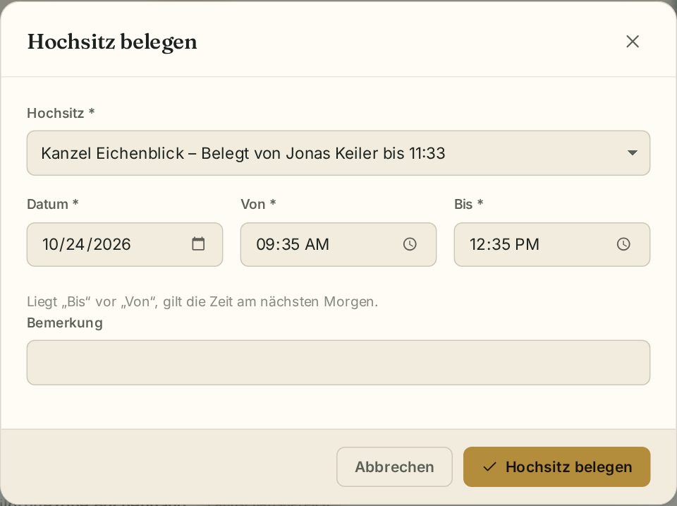 Hochsitz belegen