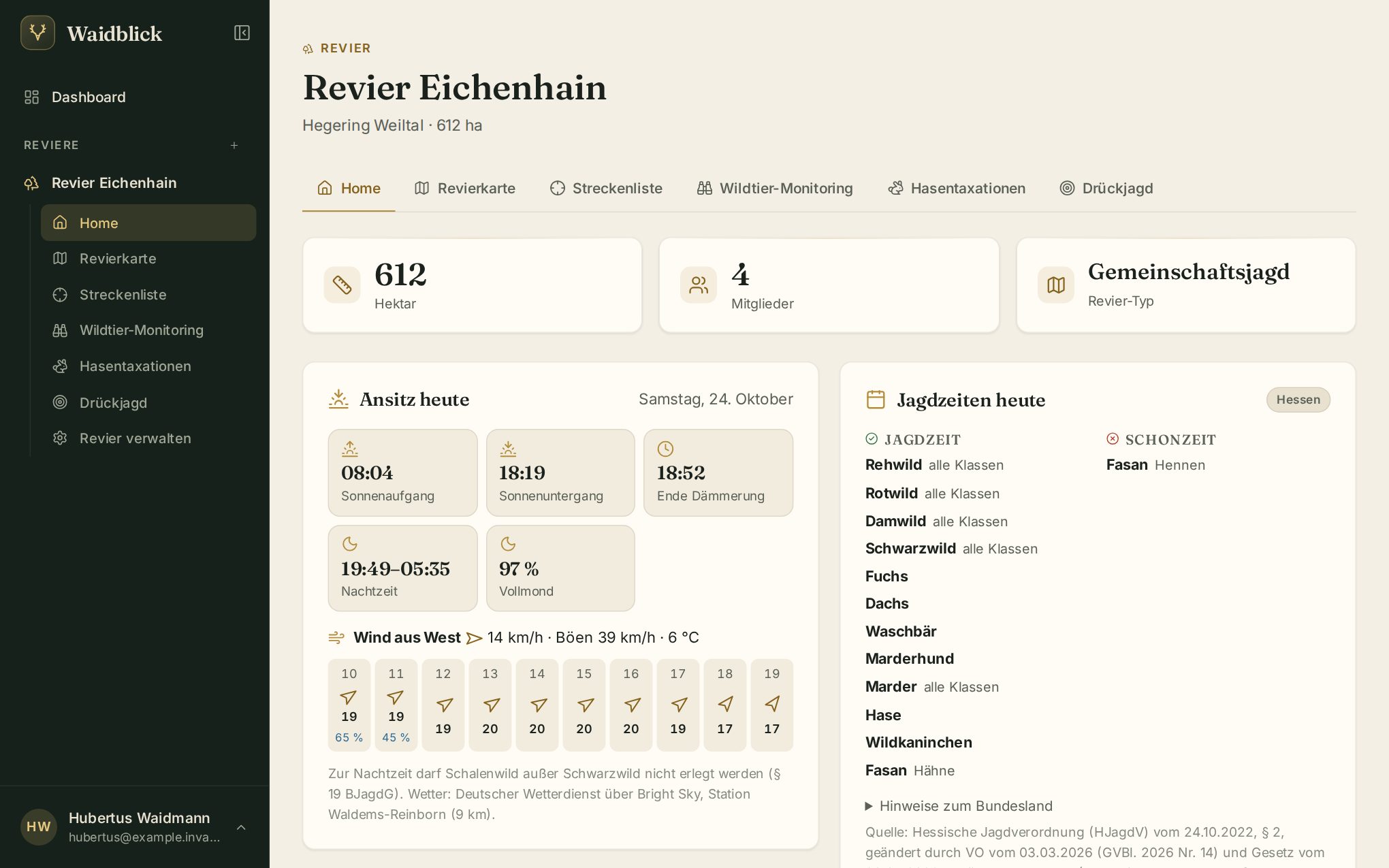 Das Revier im Browser