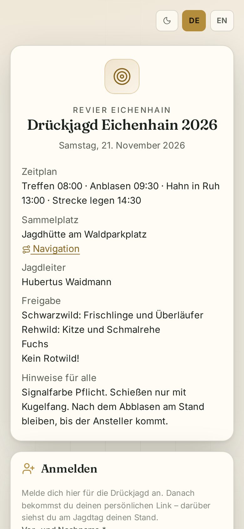 Anmeldung als Gast