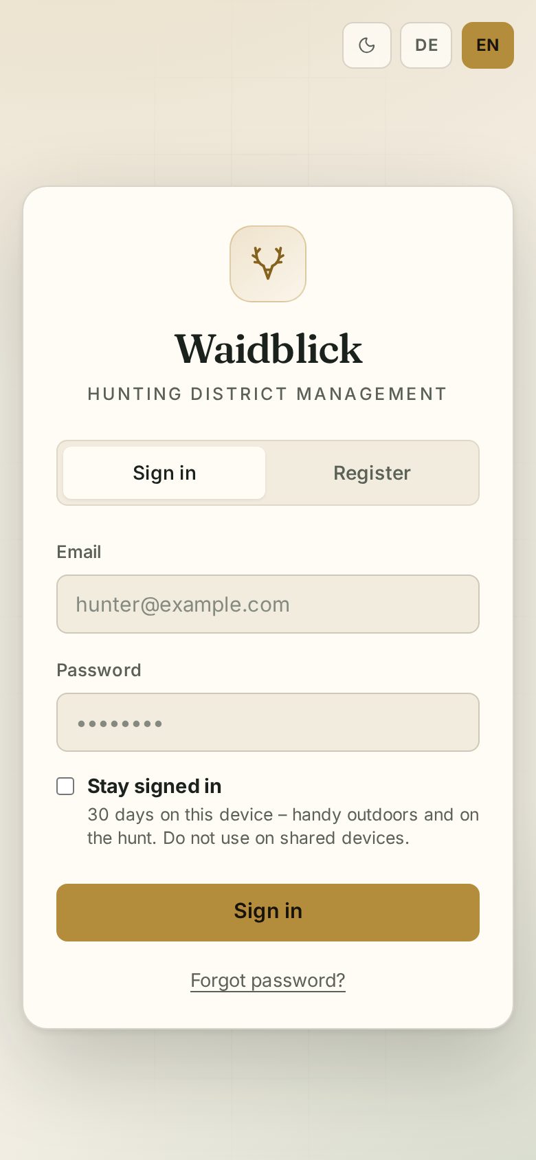 Sign-in on the smartphone